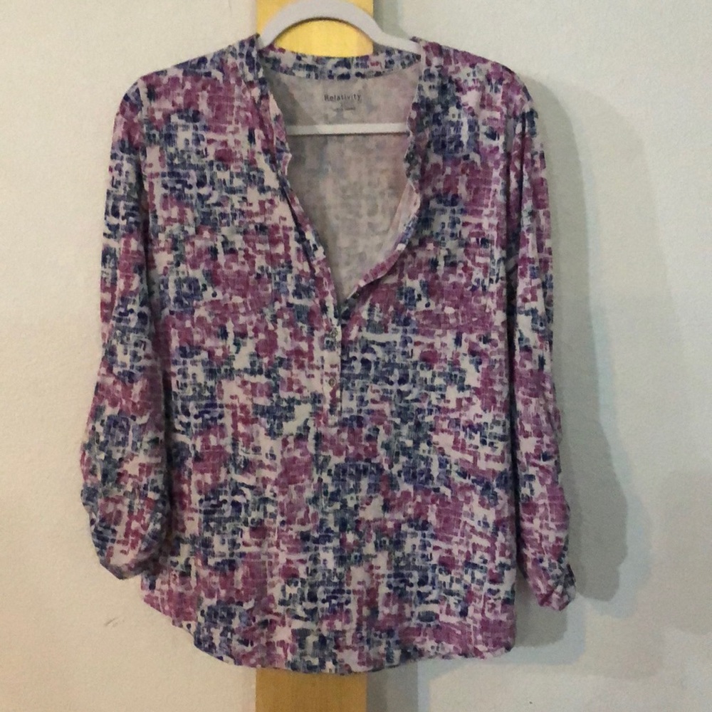 Relativity 3/4 sleeve soft flannel shirt XL